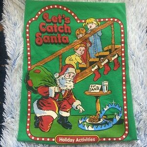 Steven Rhodes Let’s Catch Santa LARGE Green Short Sleeve T Shirt